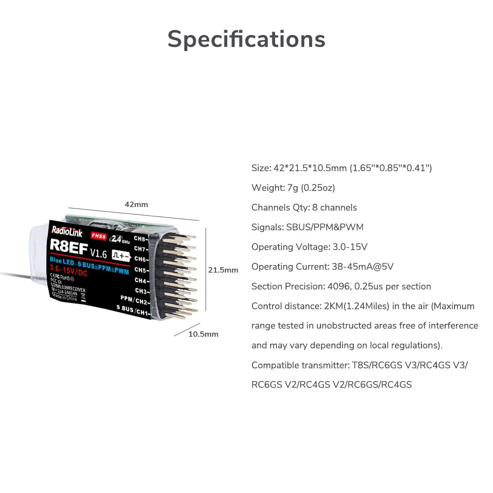 รีโมท Radiolink R8EF 2.4G 8 ช่ - Receiver Sbus 8Ch บทวิจารณ์และราคา
